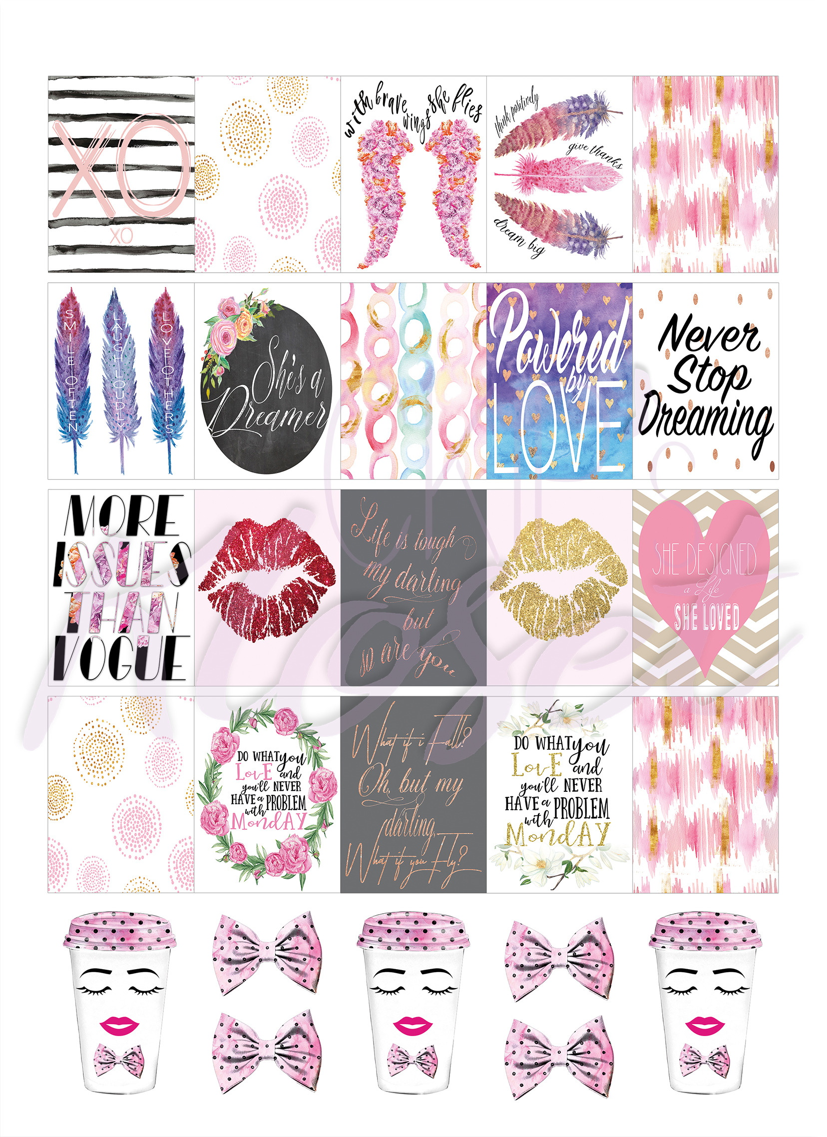25 Printable Planner Stickers | Inspirational for Erin Condren planner